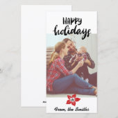Poinsettia Holiday Card - Add your own photo シーズンカード (正面/裏面)