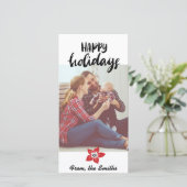 Poinsettia Holiday Card - Add your own photo シーズンカード (スタンド正面)