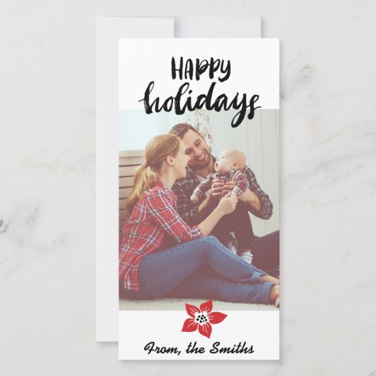 Poinsettia Holiday Card - Add your own photo シーズンカード (正面)