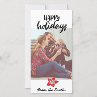 Poinsettia Holiday Card - Add your own photo シーズンカード