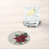 Poinsettia Holiday Coaster ラウンドペーパーコースター (インサイチュ)