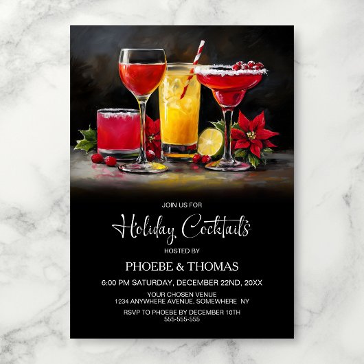 Poinsettia Holiday Cocktail Party 招待状
