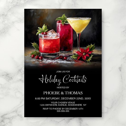 Poinsettia Holiday Cocktail Party 招待状