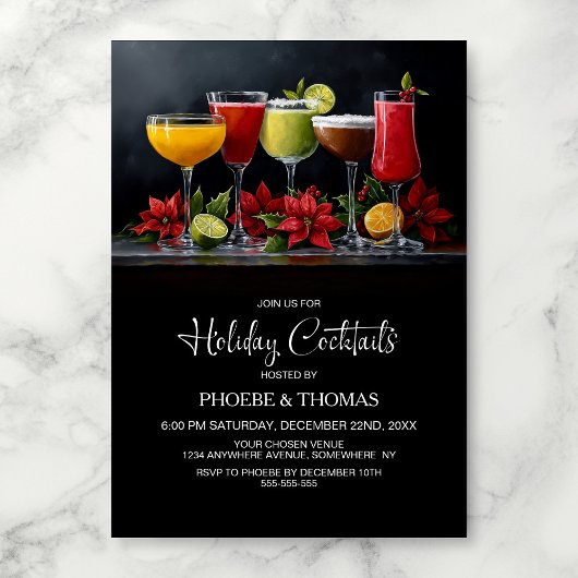 Poinsettia Holiday Cocktail Party 招待状