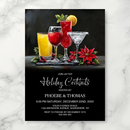 Poinsettia Holiday Cocktail Party 招待状