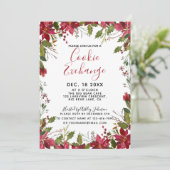 POINSETTIA + HOLLY水色クッキー交換 招待状 (スタンド正面)