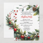 Poinsettia Iとのビジネスクリスマスパーティーリース 招待状 (正面/裏面)