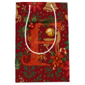 Poinsettia, Initial E Letter White Medium Gift ミディアムペーパーバッグ (正面)
