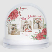 Poinsettia & Merry Christmas 3-Photo Snow Globe (正面)