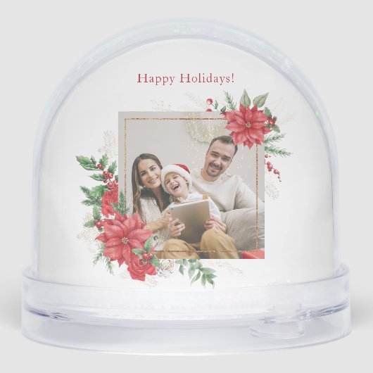 Poinsettia & Merry Christmas 3-Photo Snow Globe (裏面)