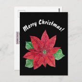 Poinsettia - Merry Christmas Postcard - Black ポストカード (正面/裏面)