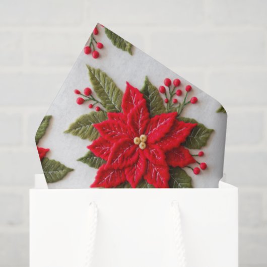 Poinsettia Needlework Christmas Holidays Felt 薄葉紙 (ギフトバッグ)