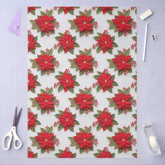 Poinsettia Needlework Christmas Holidays Felt 薄葉紙 (クラフト)