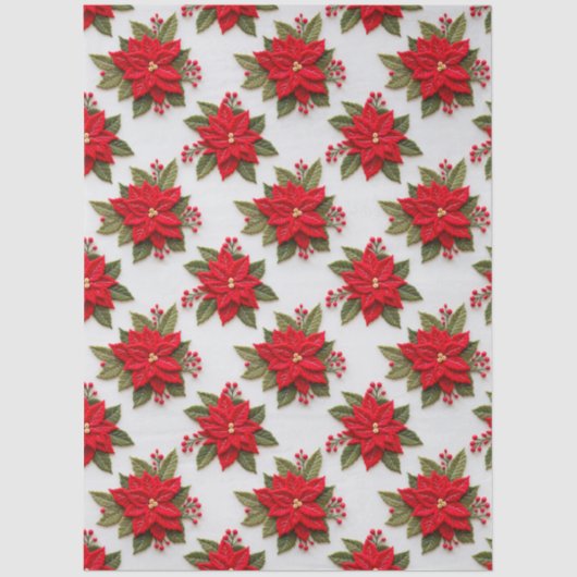 Poinsettia Needlework Christmas Holidays Felt 薄葉紙 (正面)