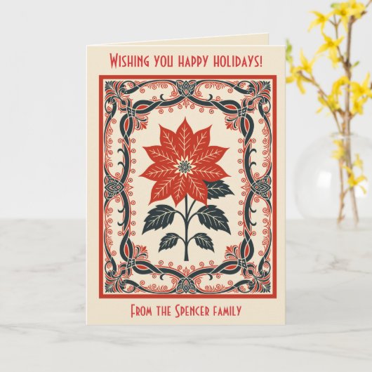 Poinsettia Nordic Christmas Minimal Style カード (黄色い花)