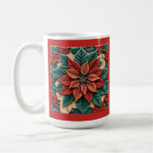 Poinsettia on Red Christmas Customizable コーヒーマグカップ (左)