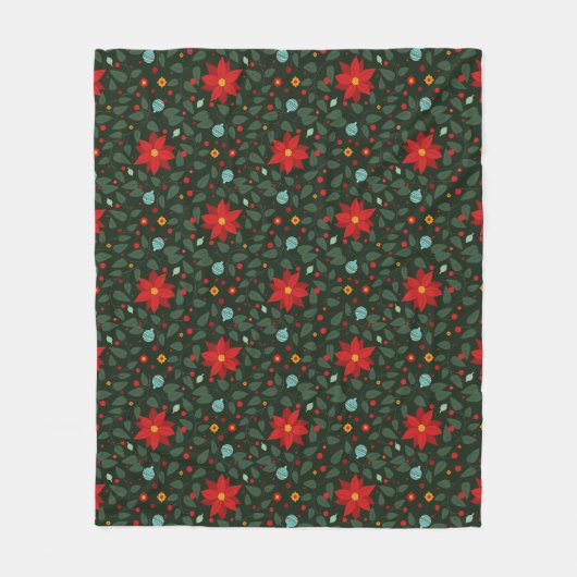 Poinsettia Paradise Fleece Blanket twilight フリースブランケット (正面)