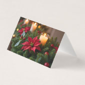 Poinsettia Pine Candles Christmas Card (正面)
