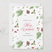 Poinsettia, Pine & Holly Botanical Photo Christmas シーズンカード (裏面)