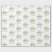 Poinsettia Pink Gold Sage Watercolor Christmas  ラッピングペーパー (フラット)