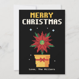 Poinsettia Pixel Art Christmas Card シーズンカード