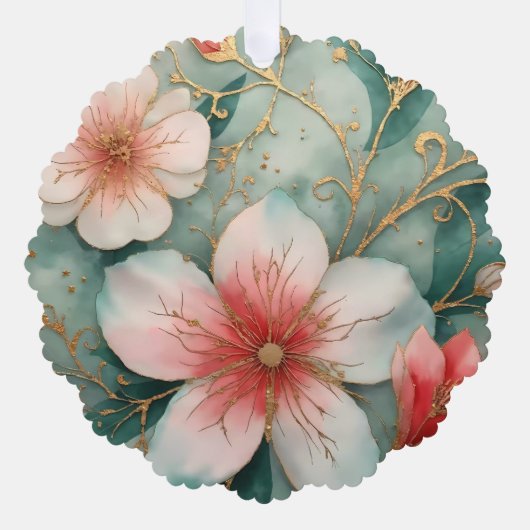 Poinsettia Pretty Vintage Christmas オーナメントカード (正面)