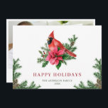 Poinsettia Red Cardinal Christmas Greeting PHOTO シーズンカード<br><div class="desc">Poinsettia Red Cardinal Christmas Greeting Holiday Card.
 
Surprise and bring joy to your close ones and make the celebration unforgettable.

For further customization,  please click the "customize further" link and use our design tool to modify this template.</div>