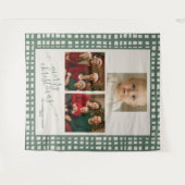 Poinsettia Sage Green Christmas Photo backdrop タペストリー (正面(横))