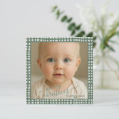 Poinsettia Sage Green Ivory Christmas Photo シーズンカード (スタンド正面)