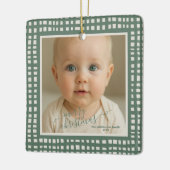 Poinsettia Sage Green Ivory Christmas two Photo セラミックオーナメント (左)