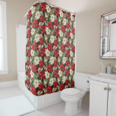 Poinsettia Shower Curtain Timeless Holiday Charm シャワーカーテン (インサイチュ)