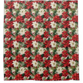 Poinsettia Shower Curtain Timeless Holiday Charm シャワーカーテン (正面)