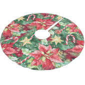 Poinsettia Stars Candy Canes ブラッシュドポリエステルツリースカート (アングル)