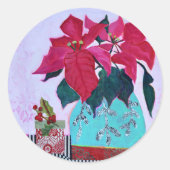 Poinsettia Sticker ラウンドシール (正面)