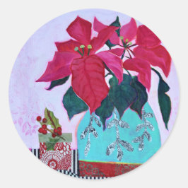 Poinsettia Sticker ラウンドシール