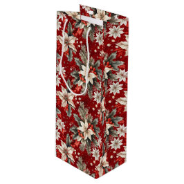 Poinsettia White Red Green ワインギフトバッグ