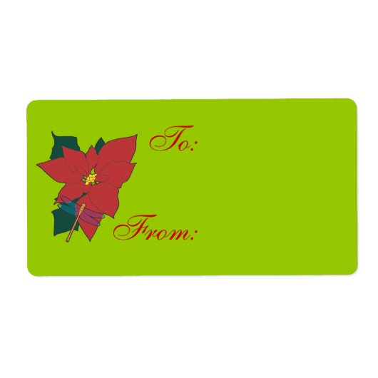 Poinsettia with Dragonfly, To:, From: labels ラベル (正面)