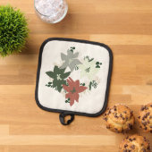 Poinsettia wreath design Oven Mitts 鍋敷き (トップダウン)