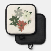 Poinsettia wreath design Oven Mitts 鍋敷き (正面/裏面)
