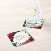 Poinsettia Wreath – Elegant Christmas Florals ペーパーコースター (インサイチュ)