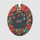 Poinsettiasとのクリスマスリース オーナメント (正面)