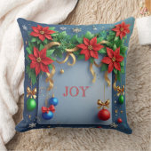 Poinsettiasとのクリスマスリース クッション (ブランケット)