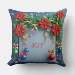 Poinsettiasとのクリスマスリース クッション