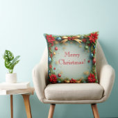 Poinsettiasとのクリスマスリース クッション (椅子)