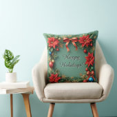 Poinsettiasとのクリスマスリース クッション (椅子)