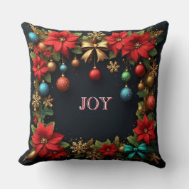 Poinsettiasとのクリスマスリース クッション