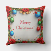 Poinsettiasとのクリスマスリース クッション (裏面)