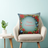 Poinsettiasとのクリスマスリース クッション (椅子)