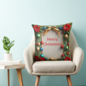 Poinsettiasとのクリスマスリース クッション (椅子)