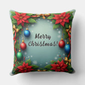 Poinsettiasとのクリスマスリース クッション (裏面)